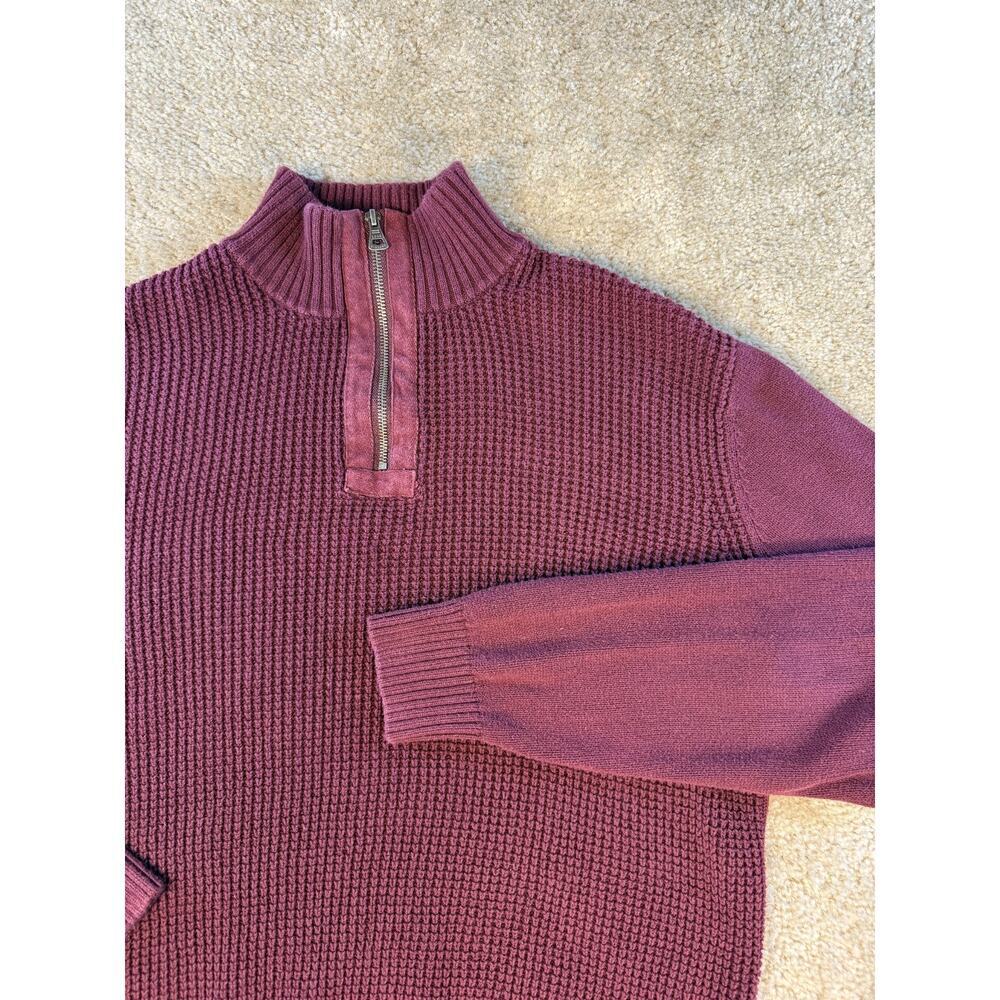 Weatherproof Vintage Mens 1/4 Zip Fisherman Rib Pullover Sweater Red Large E181